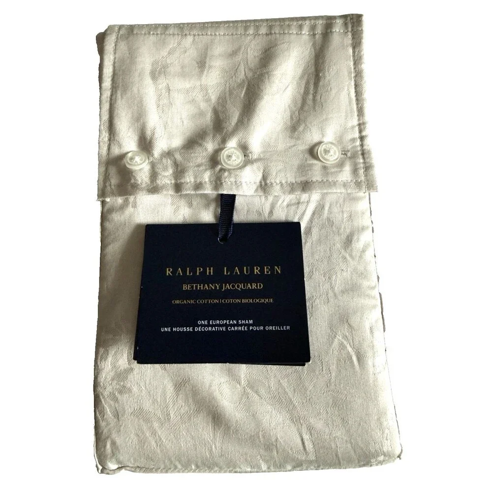 Ralph Lauren Luxury Bethany Organic Cotton Euro Pillow Sham Silver 26x26